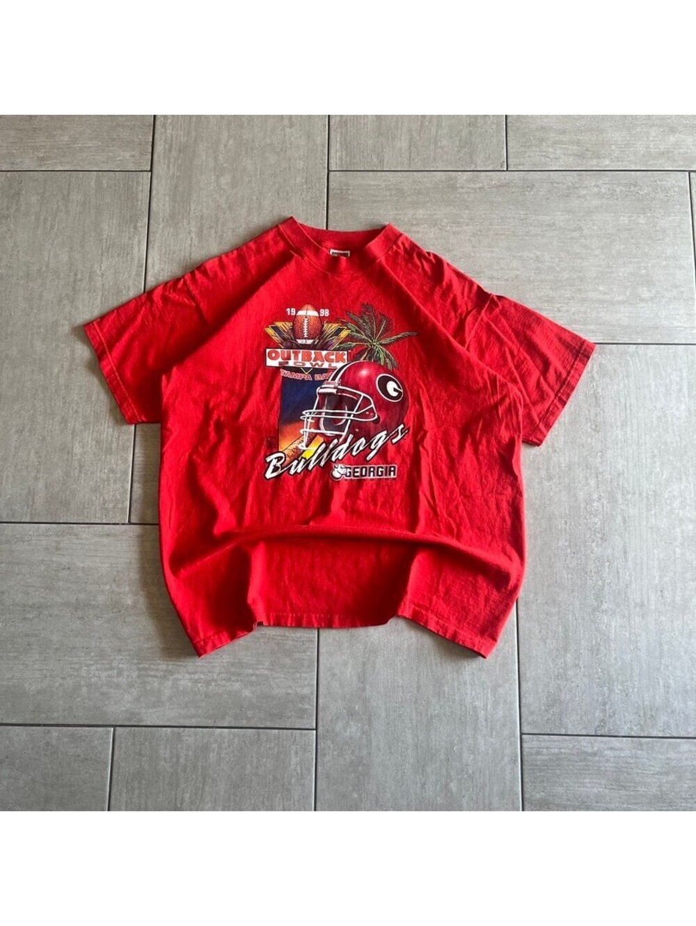 Vintage Fruit of the Loom Georgia Bulldogs Outback Bowl Graphic Tee XL